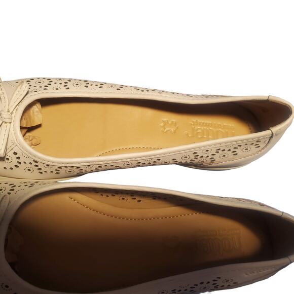 NEW NO BOX Hotter Precious Size 9 Beige Leather Laser Cut Ballet Bow Flats FLAWS - Picture 4 of 11